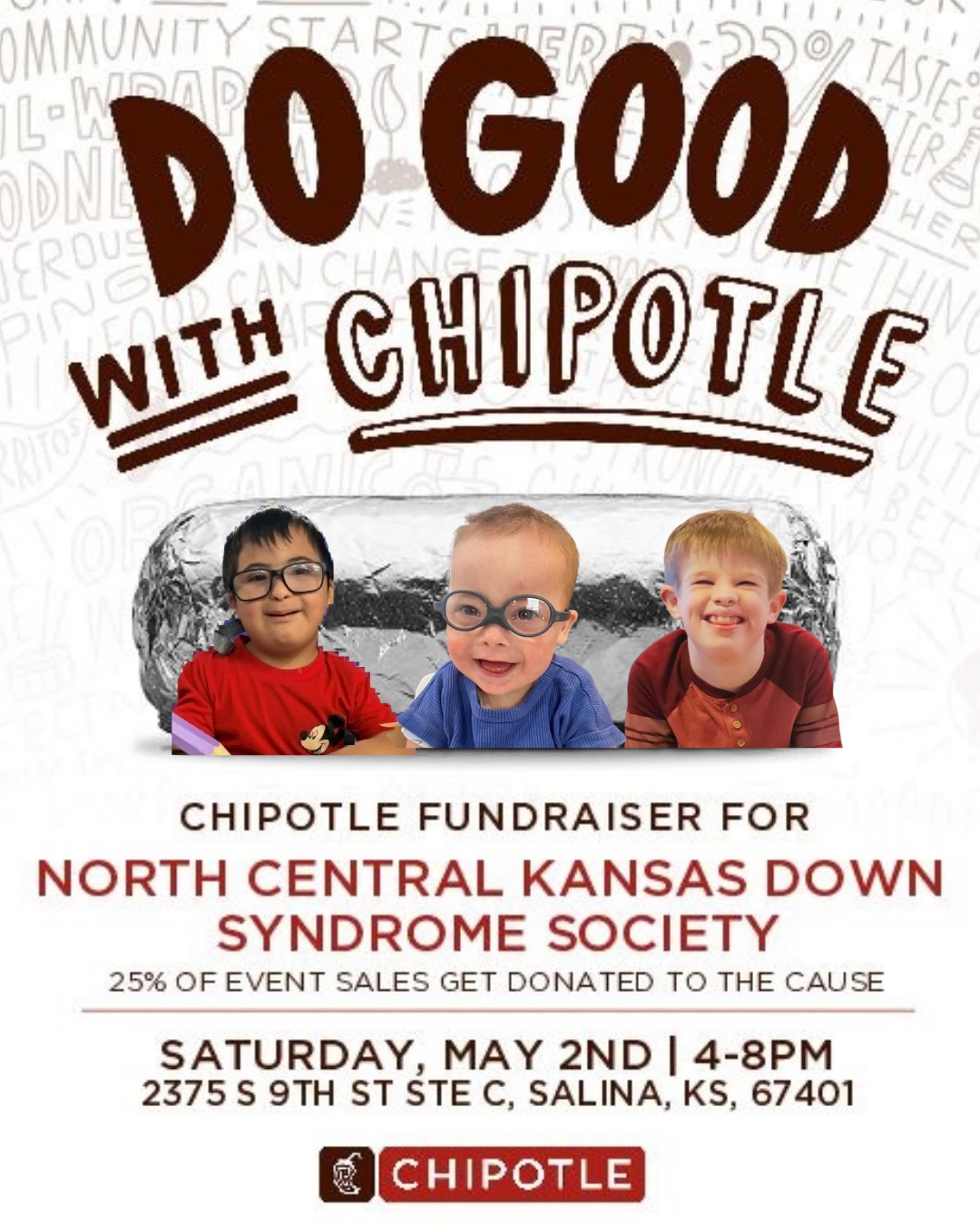 Do Good with Chipotle fundraiser flyer for NCKDSS