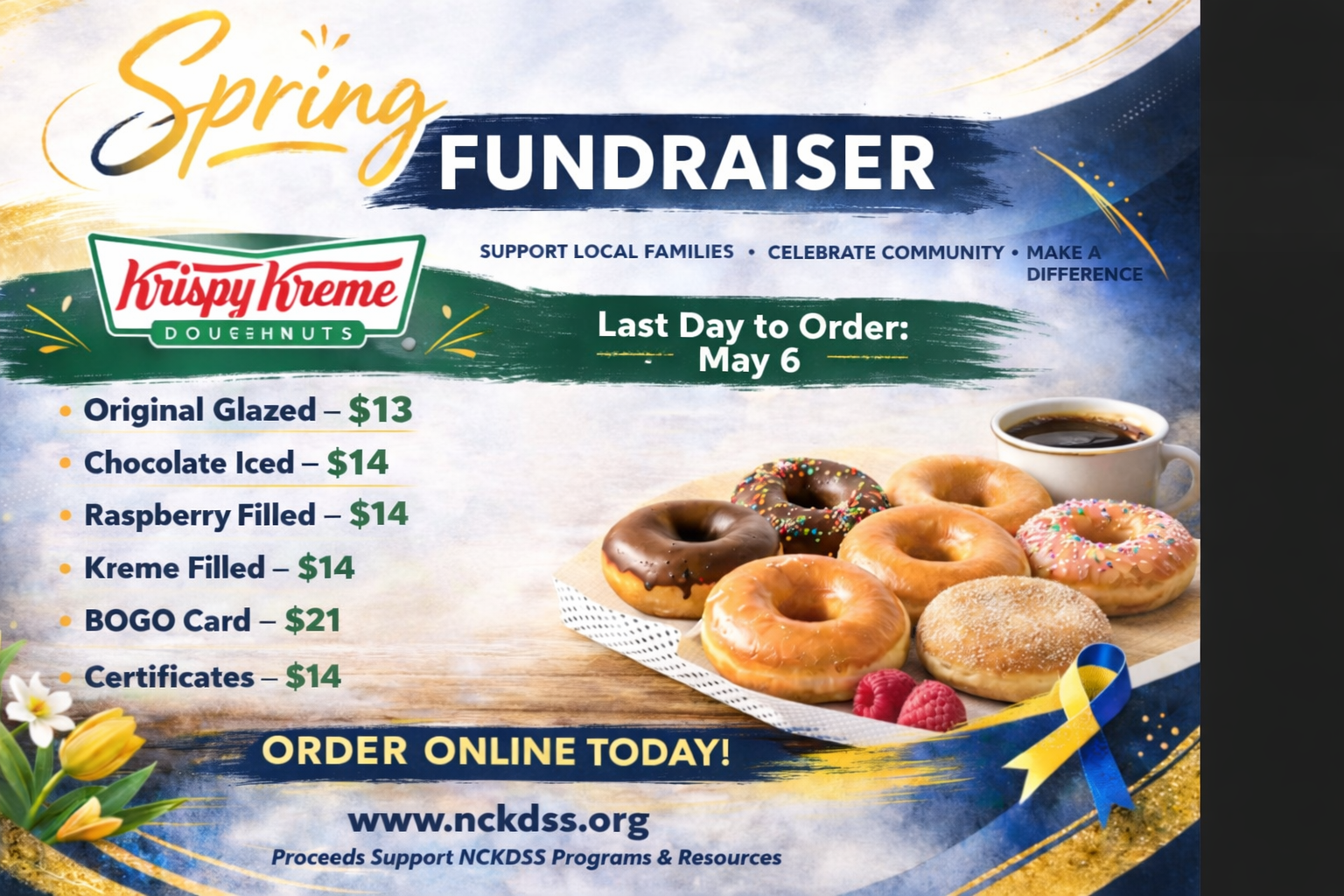 NCKDSS Spring Fundraiser Krispy Kreme flyer